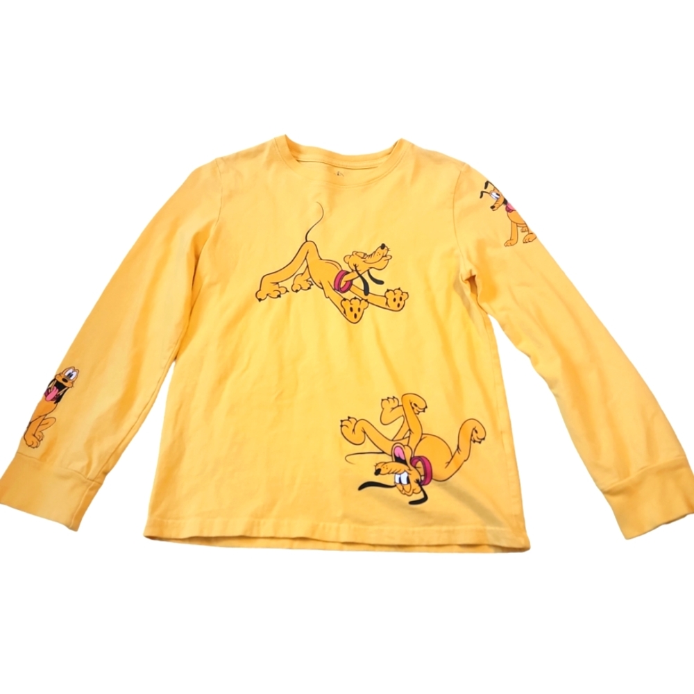 Authentic Disney brand yellow long sleeve Goofy kids shirt size Large 10-12